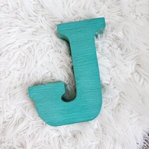 Teal Wood “J” Decor